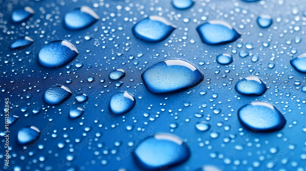 Close-up of Water Droplets on Blue Background Close-up of Water Droplets on Blue Background