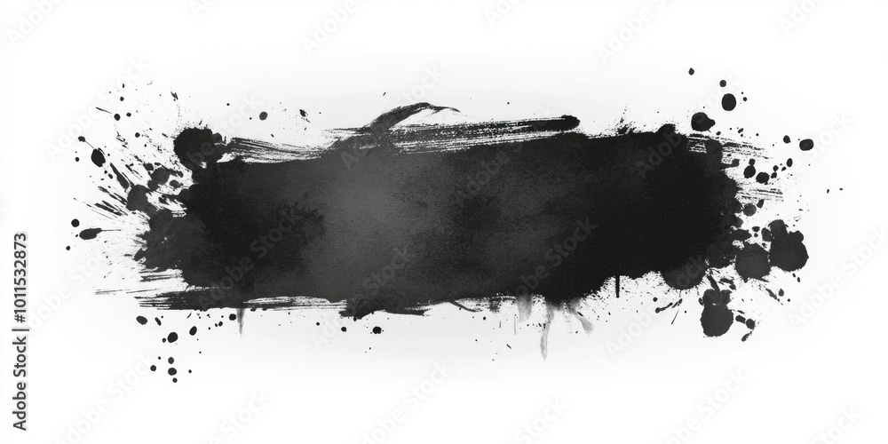 Horizontal black ink graffiti banner creation on a white background with a flat design approach Horizontal black ink graffiti banner creation on a white background with a flat design approach