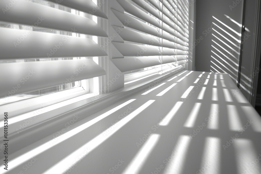 Obraz premium Sunlight Streaming Through Closed White Blinds