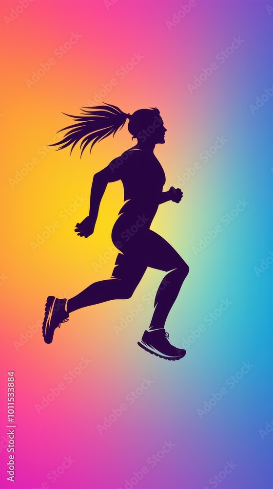 Dynamic Abstract Fitness Athlete Silhouette with Colorful Gradient Background for Sport Banner Dynamic Abstract Fitness Athlete Silhouette with Colorful Gradient Background for Sport Banner