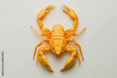 Menacing Origami Scorpion Tail on White Surface photo