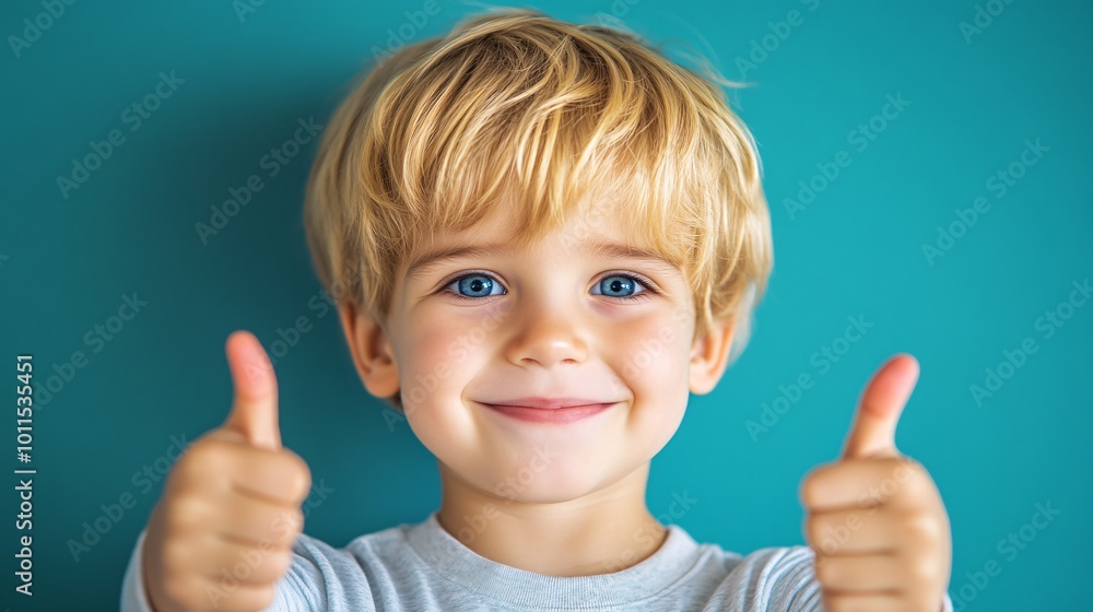 a happy boy with blonde hair and blue eyes, isolated on a solid color background in a thumbs up pose, a happy boy with blonde hair and blue eyes, isolated on a solid color background in a thumbs up pose,