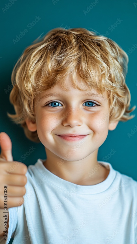 a happy boy with blonde hair and blue eyes, isolated on a solid color background in a thumbs up pose, a happy boy with blonde hair and blue eyes, isolated on a solid color background in a thumbs up pose,