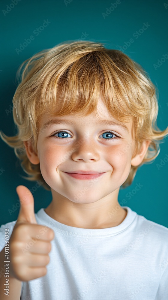 a happy boy with blonde hair and blue eyes, isolated on a solid color background in a thumbs up pose, a happy boy with blonde hair and blue eyes, isolated on a solid color background in a thumbs up pose,