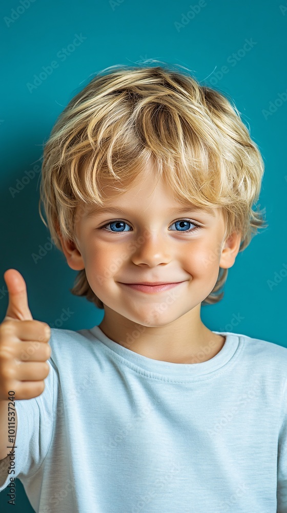 a happy boy with blonde hair and blue eyes, isolated on a solid color background in a thumbs up pose, a happy boy with blonde hair and blue eyes, isolated on a solid color background in a thumbs up pose,