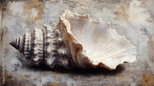 Seashell on textured background artwork photo