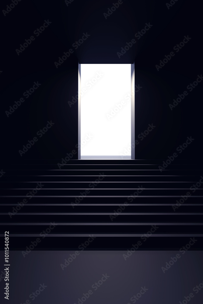 Stairway to exit with lighted in dark room. concept of a way to success, planning for progress towards a bright future. 3D rendering, Vertical Stairway to exit with lighted in dark room. concept of a way to success, planning for progress towards a bright future. 3D rendering, Vertical