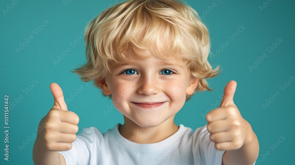 a happy boy with blonde hair and blue eyes, isolated on a solid color background in a thumbs up pose, a happy boy with blonde hair and blue eyes, isolated on a solid color background in a thumbs up pose,