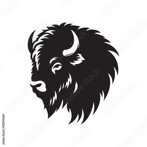 Majestic Bison in the Wild: Strength and Serenity silhouette