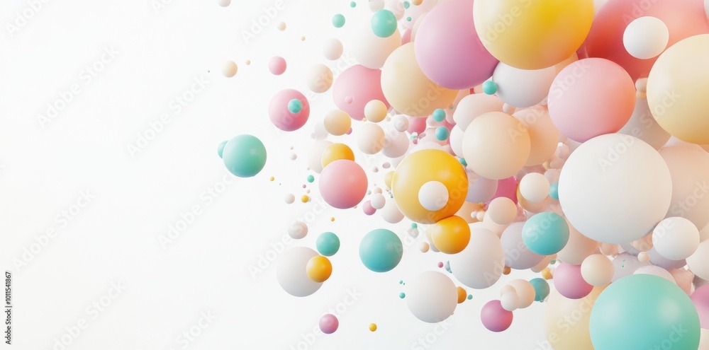 3D render of abstract pastel spheres floating on a white background 3D render of abstract pastel spheres floating on a white background