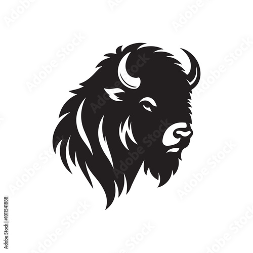 Majestic Bison in the Wild: Strength and Serenity silhouette
