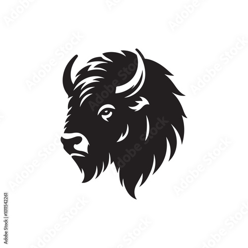 Majestic Bison in the Wild: Strength and Serenity silhouette