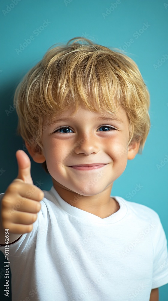 a happy boy with blonde hair and blue eyes, isolated on a solid color background in a thumbs up pose, a happy boy with blonde hair and blue eyes, isolated on a solid color background in a thumbs up pose,