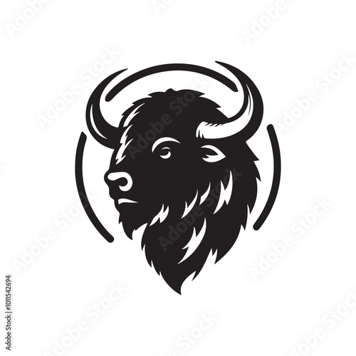 Majestic Bison in the Wild: Strength and Serenity silhouette