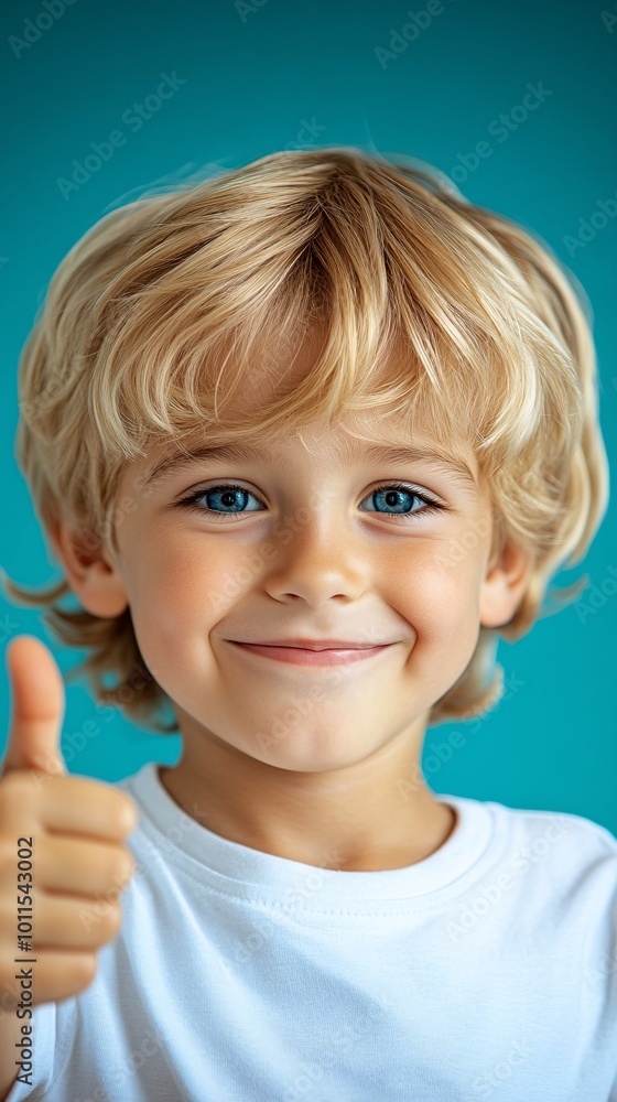 a happy boy with blonde hair and blue eyes, isolated on a solid color background in a thumbs up pose, a happy boy with blonde hair and blue eyes, isolated on a solid color background in a thumbs up pose,