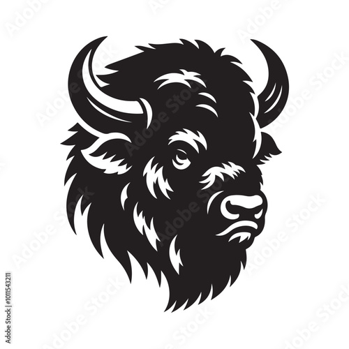 Majestic Bison in the Wild: Strength and Serenity silhouette