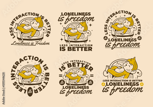Less interaction is better. Character design of monkey sleep on the sofa