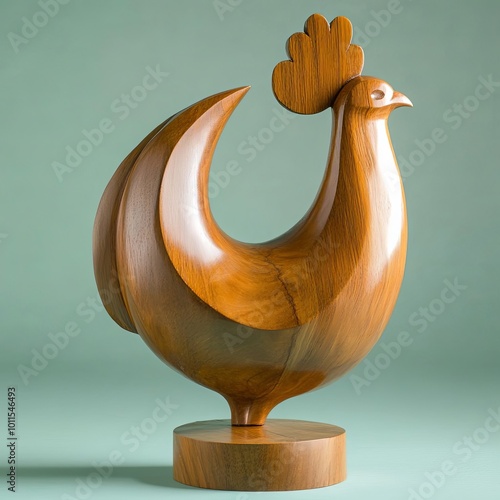 wooden sculpture of a rooster