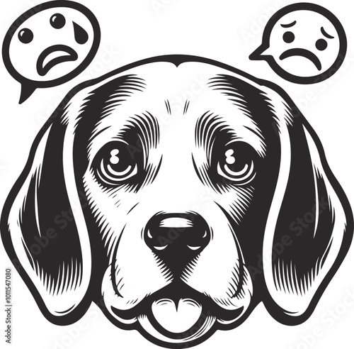 Beagle Dog Vector isolated on white background, Dog Silhouettes