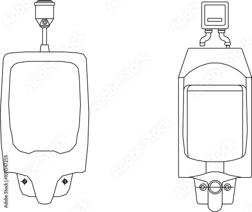 Vector sketch illustration silhouette design of public bathroom urinal for urination
