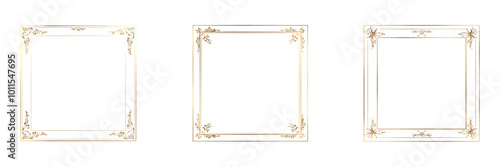 Set of Golden color simple 2 line frame for any kind of Digital poster, luxury golden line border design, a premium border isolated on a transparent background