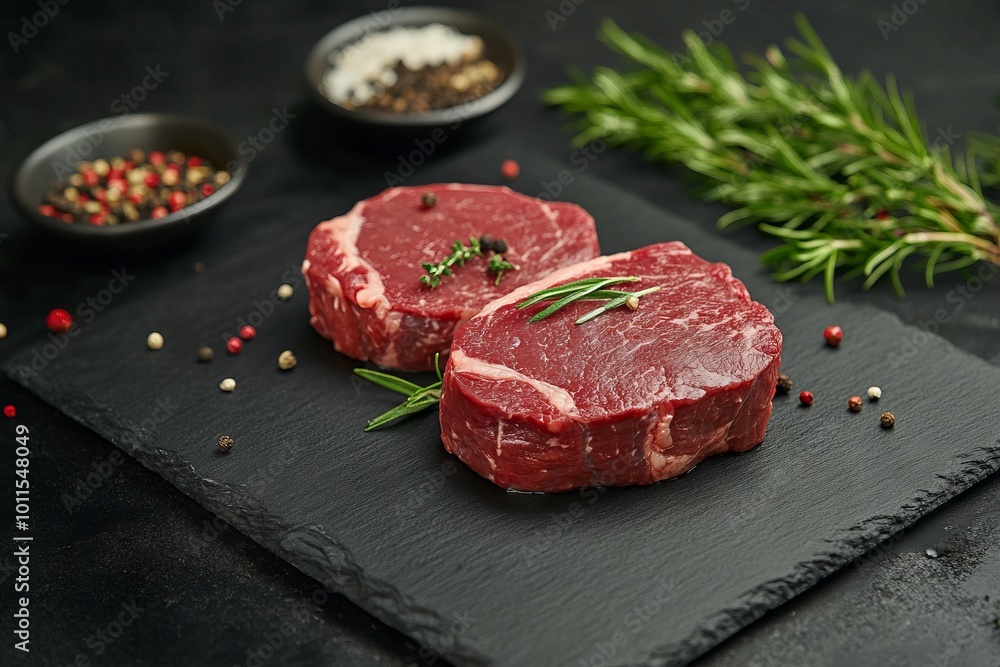 Premium Raw Beef Steaks Ready for Grilling. AI generated illustration Premium Raw Beef Steaks Ready for Grilling. AI generated illustration