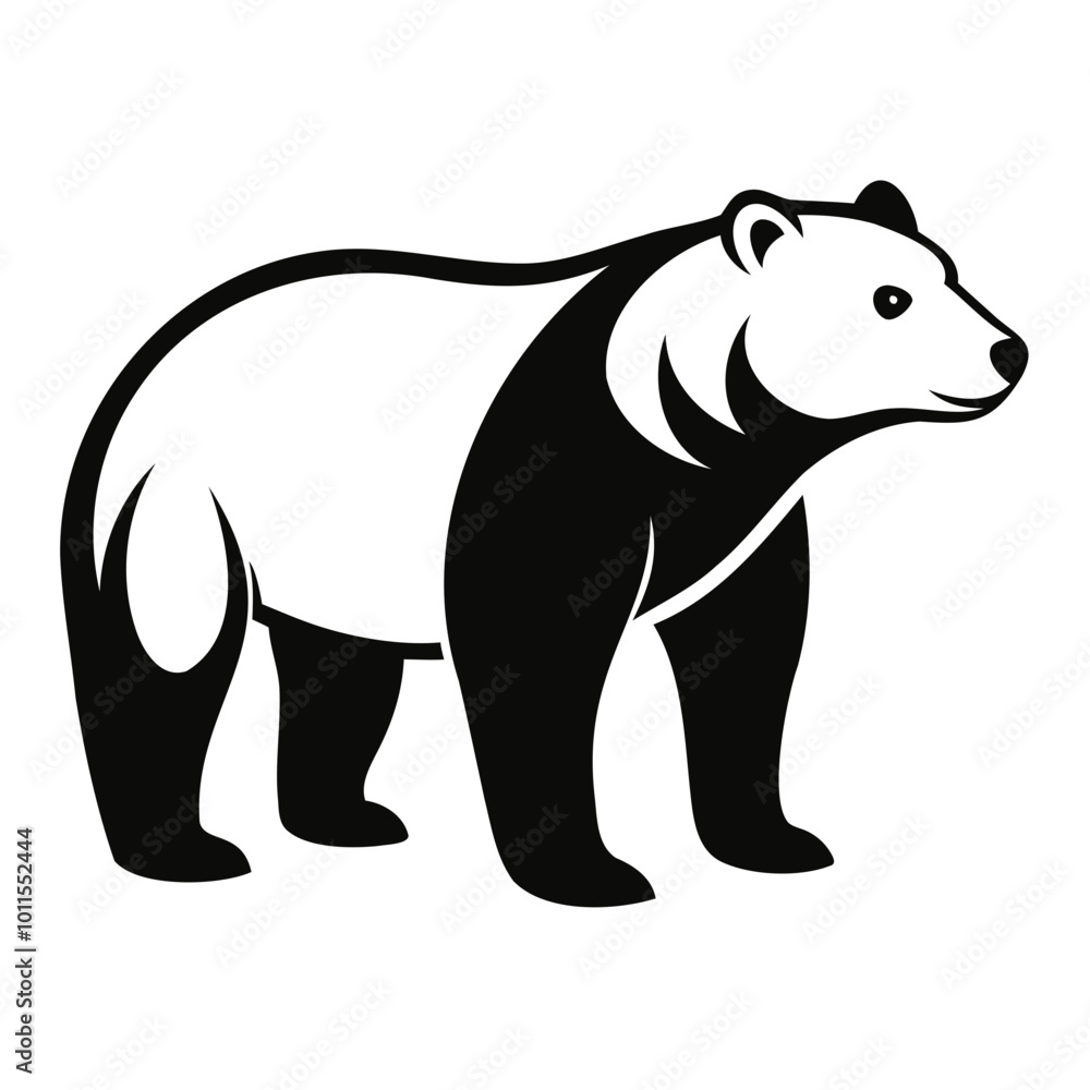 Fototapeta premium Grizzly or Polar bear black silhouette vector illustration on a white background, Logo icon