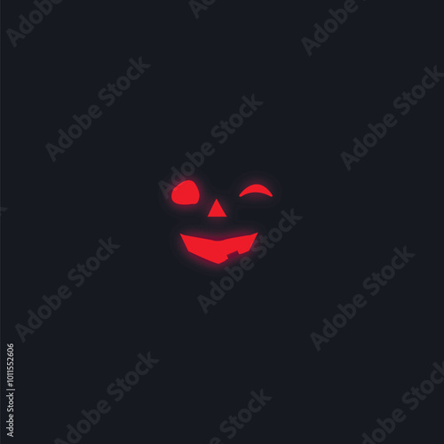 A glowing red pumpkin with a winking eye, triangle nose, and crooked smile on a dark background.тернета