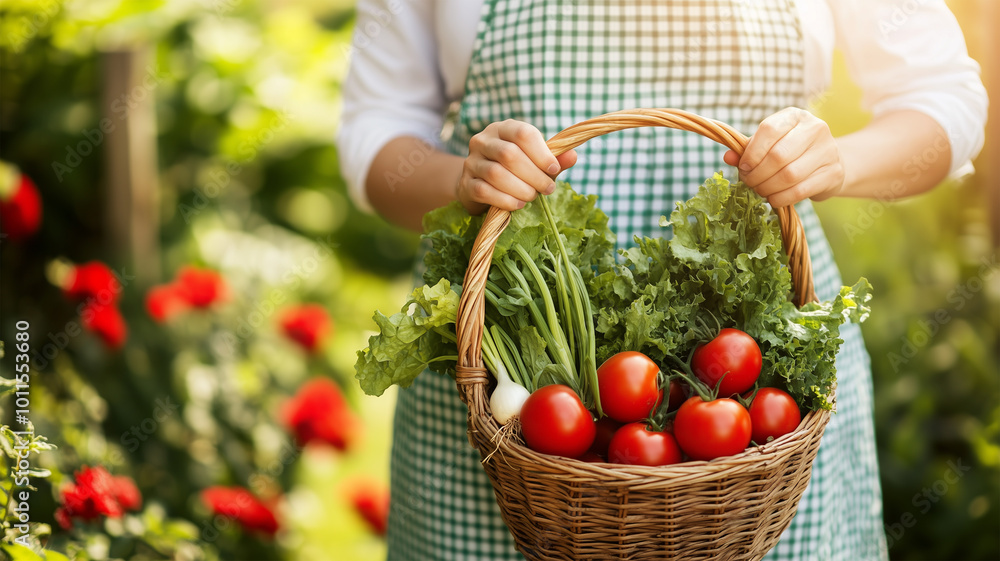 新鮮な野菜を収穫する農園の風景