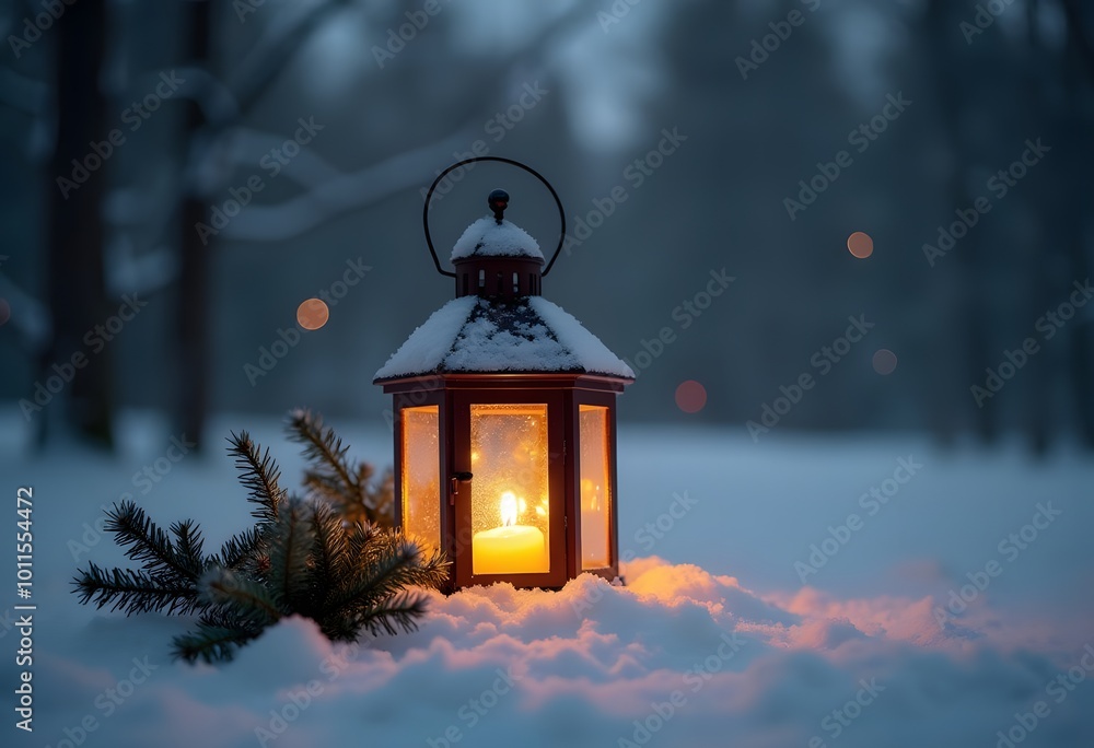 Christmas lantern and fir tree branches in snowy garden. winter nature background. magic atmosphere image. Christmas holiday. festive winter season.
Christmas lantern and fir tree branches in snowy garden. winter nature background. magic atmosphere image. Christmas holiday. festive winter season.