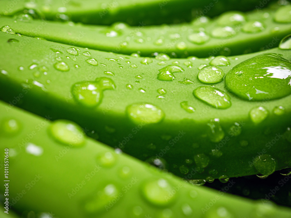 Macro of water drop on green banana fruit, Close up dew drop on green banana fruit Macro of water drop on green banana fruit, Close up dew drop on green banana fruit