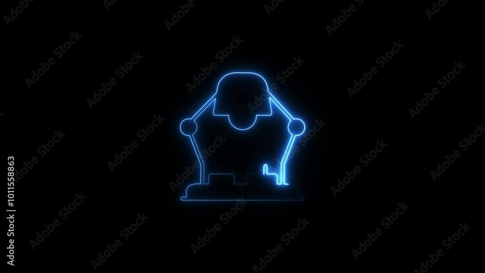 A glowing neon table lamp icon animation. Students, class, school supplies, back to school concept. A glowing neon table lamp icon animation. Students, class, school supplies, back to school concept.