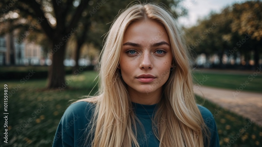 Obraz premium Blonde, natural girl, girl next door, athletic, active, lookbook, beauty, model