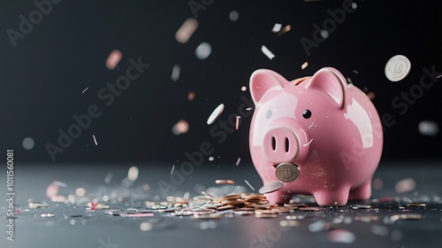 Shattered Dreams of Savings - A Broken Piggy Bank Symbolizing Financial Loss Amidst Economic Downturn Scattered Coins and Ruin