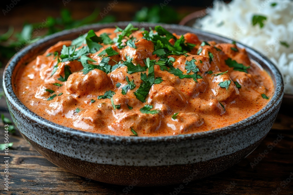 Creamy Chicken Curry with Parsley in a Bowl Creamy Chicken Curry with Parsley in a Bowl