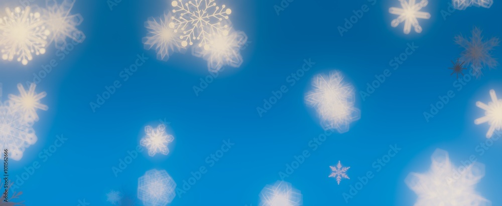 Obraz premium Falling Snowflakes on a Clear Blue Sky