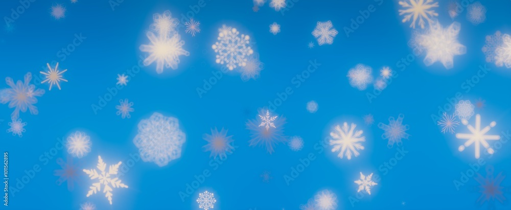 Winter Wonderland: Falling Snowflakes on a Blue Sky Winter Wonderland: Falling Snowflakes on a Blue Sky