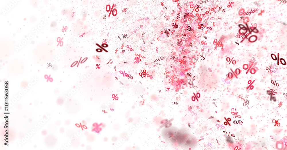 Naklejka premium Blurred sale percent rain background. 3d