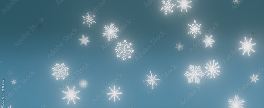 Winter Wonderland: Snowflakes Falling on a Blue Sky Winter Wonderland: Snowflakes Falling on a Blue Sky