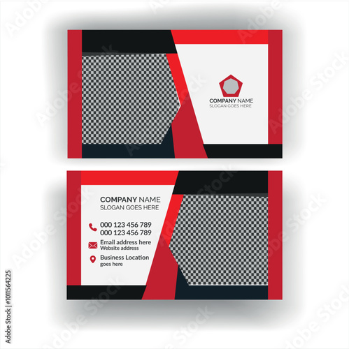 Vector design formal red corporate business card design with mockup 