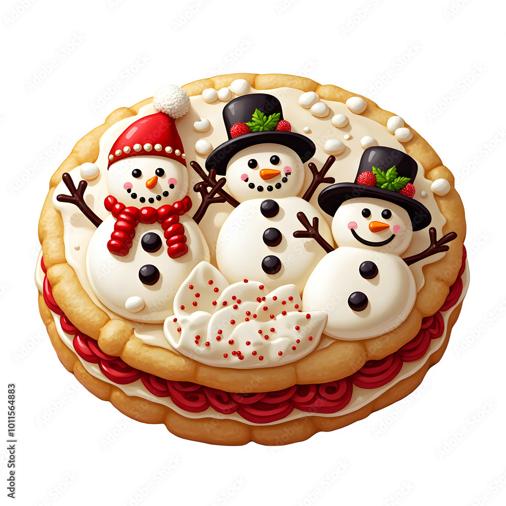 Fototapeta premium Winter Wonderland Cookie with Three Snowmen