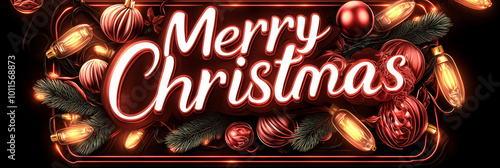 Celebrate the spirit of the season with this bright and colorful Merry Christmas design featuring festive decorations, lights, and ornaments.