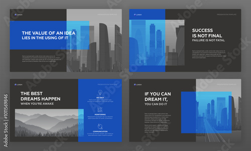 Business presentation template set. Use for modern presentation background, brochure cover design, website slider, landing page, annual report, company profile.