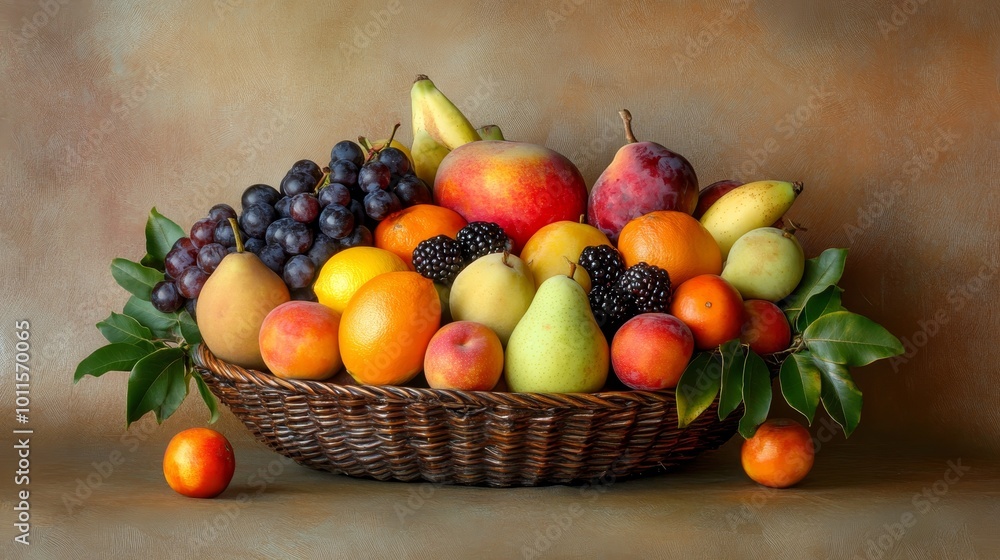 Abundant Fruit Basket in Harmonious Arrangement, Symbolizing Prosperity and Balance, Vibrant and Colorful Display of Fresh Fruits Abundant Fruit Basket in Harmonious Arrangement, Symbolizing Prosperity and Balance, Vibrant and Colorful Display of Fresh Fruits