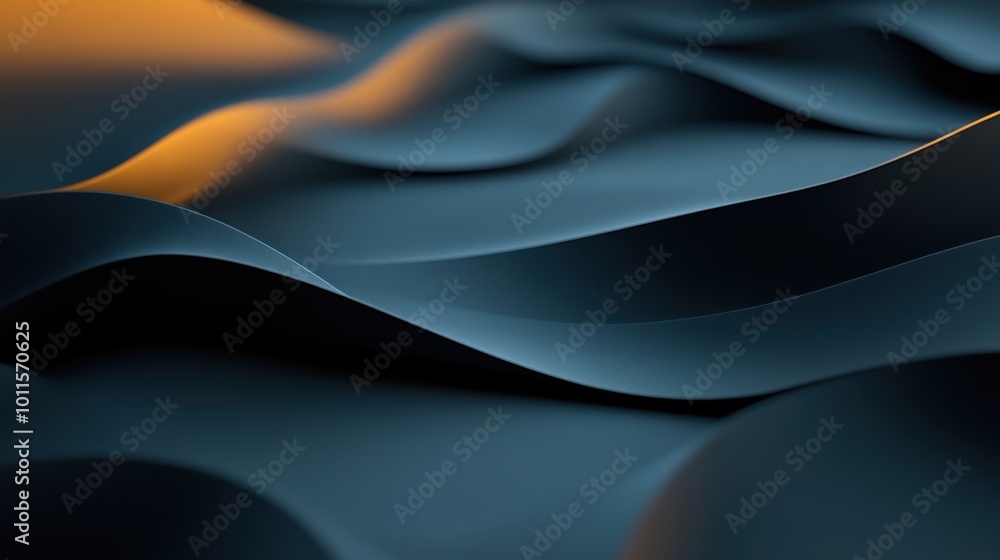 Obraz premium Abstract waves in dark tones with a hint of light, creating a serene atmosphere.