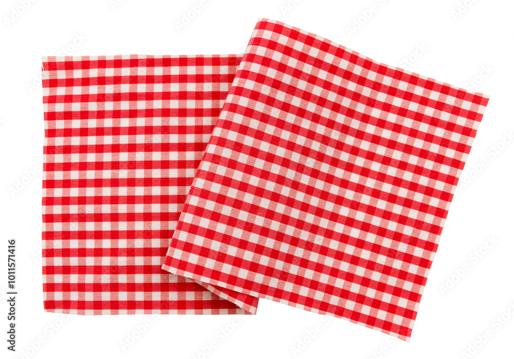Piece of torn crumpled checkered fabric on a white background. Textile. Cellular tissue isolate Piece of torn crumpled checkered fabric on a white background. Textile. Cellular tissue isolate