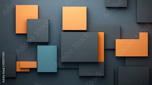 Abstract composition of colorful shapes on a dark background.