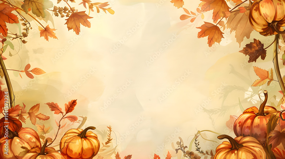 Autumn Pumpkins and Gourds Frame Background Autumn Pumpkins and Gourds Frame Background