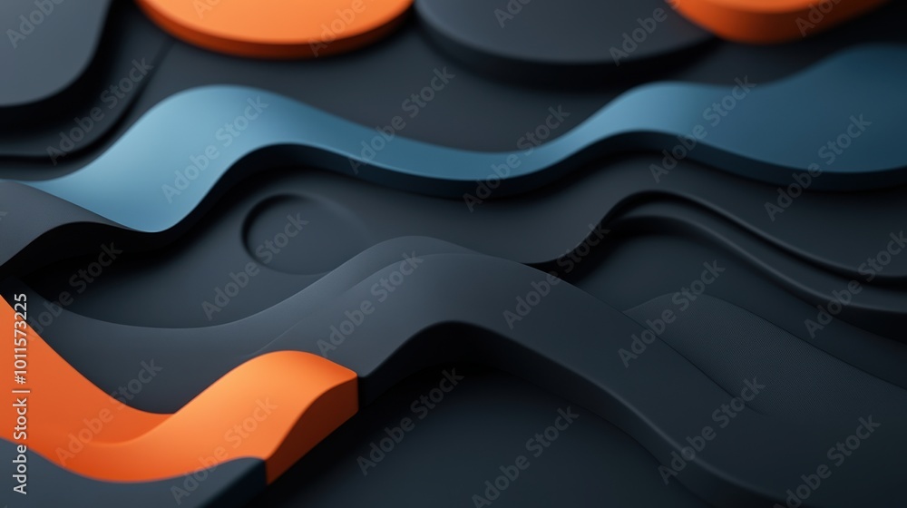 Abstract wave patterns in blue and orange on a dark background Abstract wave patterns in blue and orange on a dark background