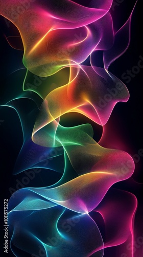 Colorful Abstract Lines Form a Mesmerizing Pattern on a Dark Background, Suggesting Movement